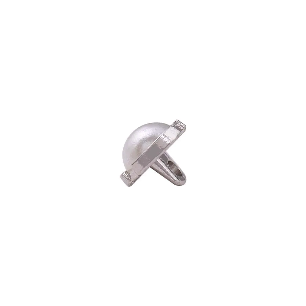 10mm (16L) Rounded Rim Shiny Silver Pearl Buttons