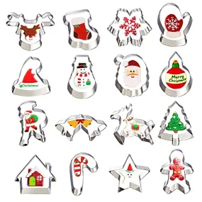 20 Pcs Christmas Cookie Cutters, Hibery Holiday Cookie Cutters Christmas, Reindeer, Snowflake, Christmas Tree, Gingerbread Man, Santa, Bell & More Cookie Cutters Christmas Shapes