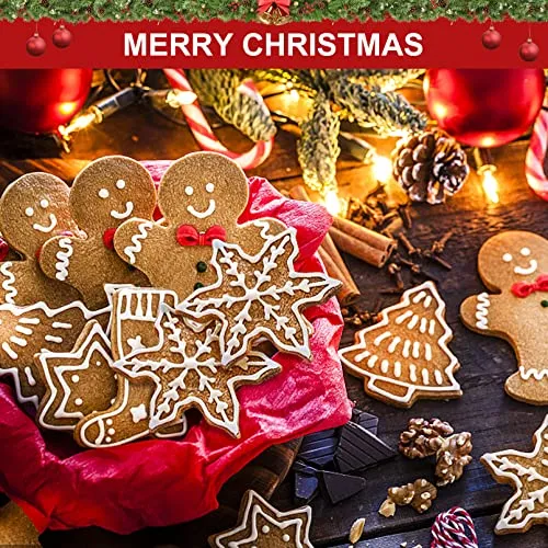20 Pcs Christmas Cookie Cutters, Hibery Holiday Cookie Cutters Christmas, Reindeer, Snowflake, Christmas Tree, Gingerbread Man, Santa, Bell & More Cookie Cutters Christmas Shapes