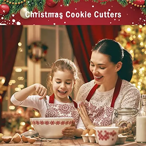 20 Pcs Christmas Cookie Cutters, Hibery Holiday Cookie Cutters Christmas, Reindeer, Snowflake, Christmas Tree, Gingerbread Man, Santa, Bell & More Cookie Cutters Christmas Shapes