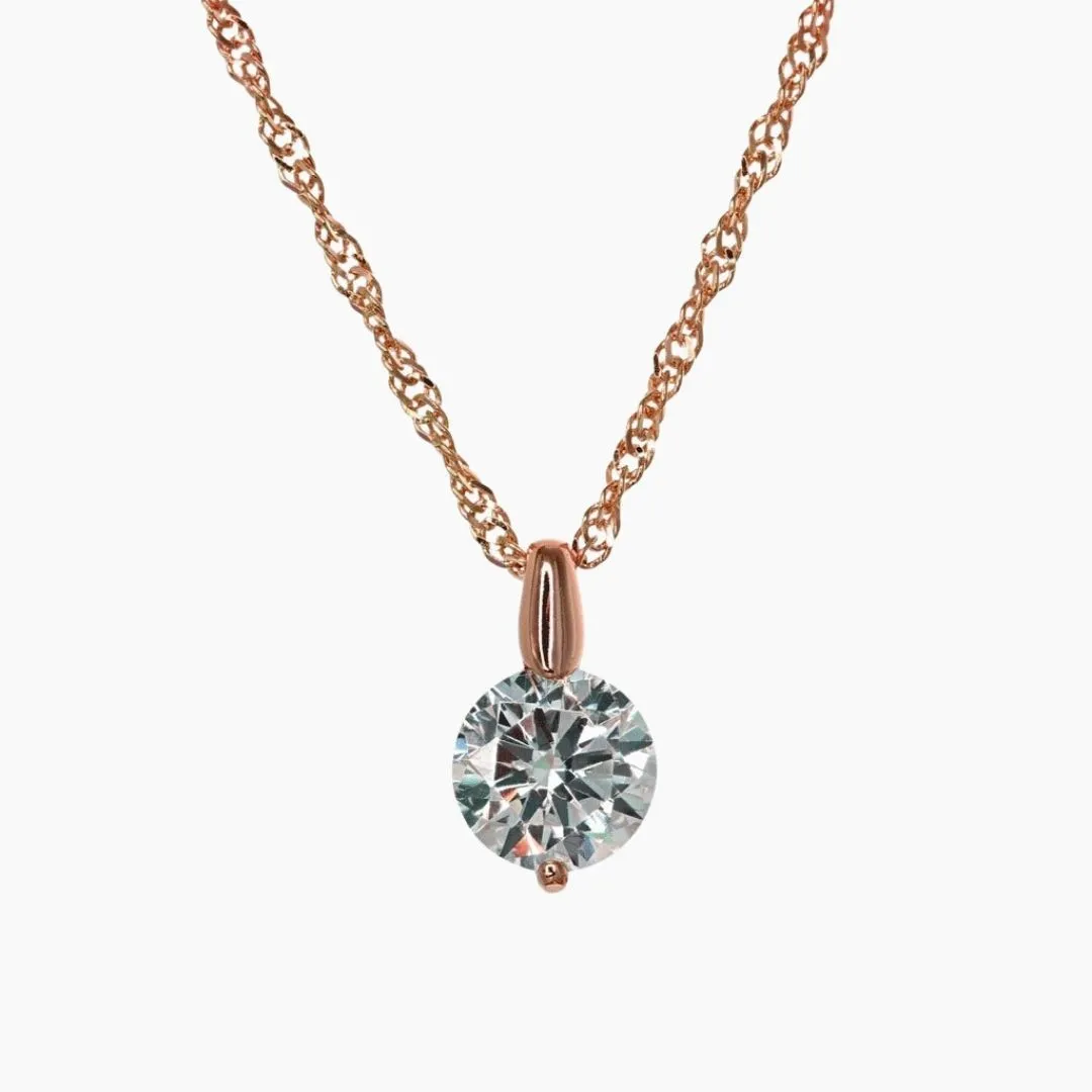 2.00 Carat Brilliant CZ Solitaire Pendant in Rose Gold Overlay
