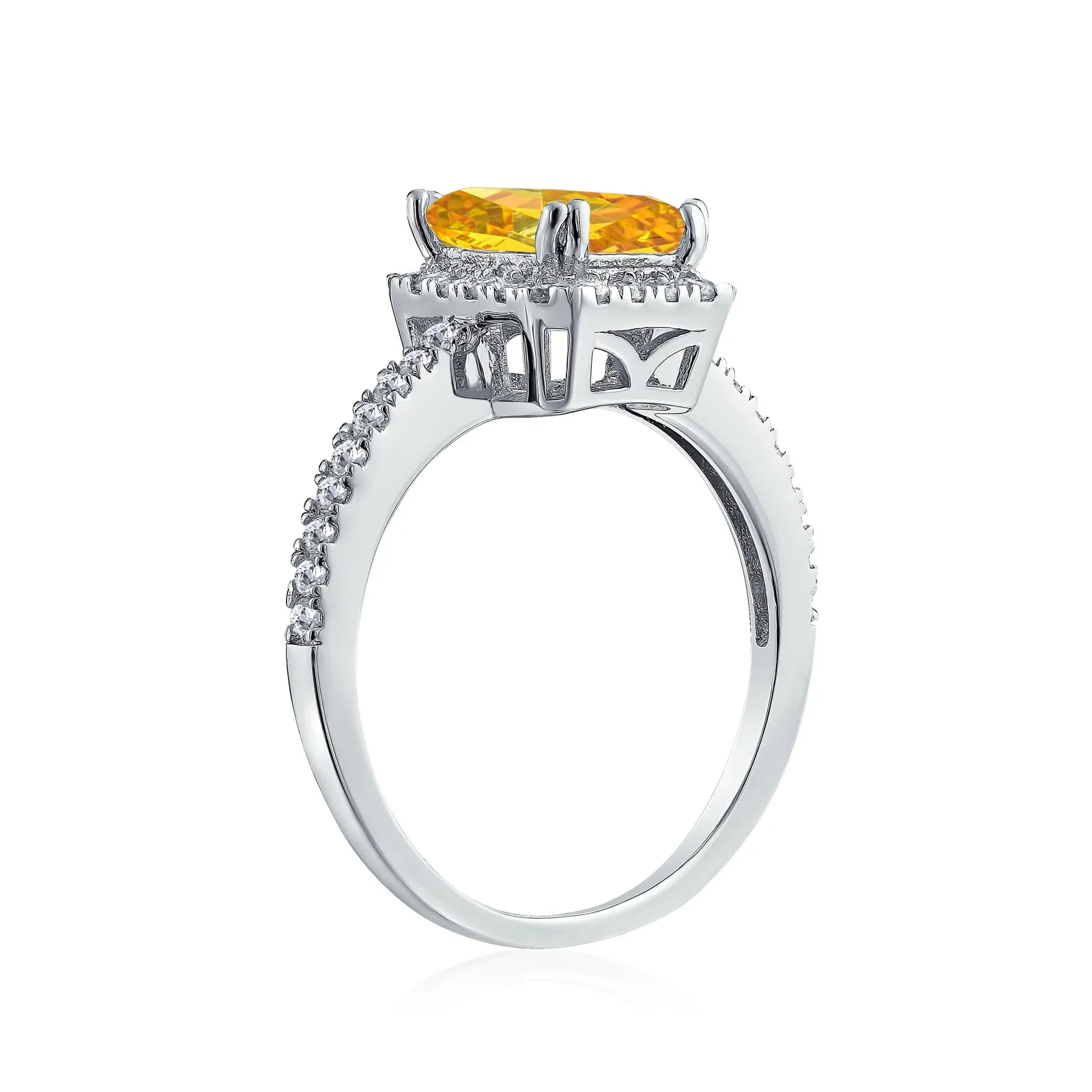 3CT CZ Blue Imitation Sapphire Emerald Cut Engagement Ring .925 Silver