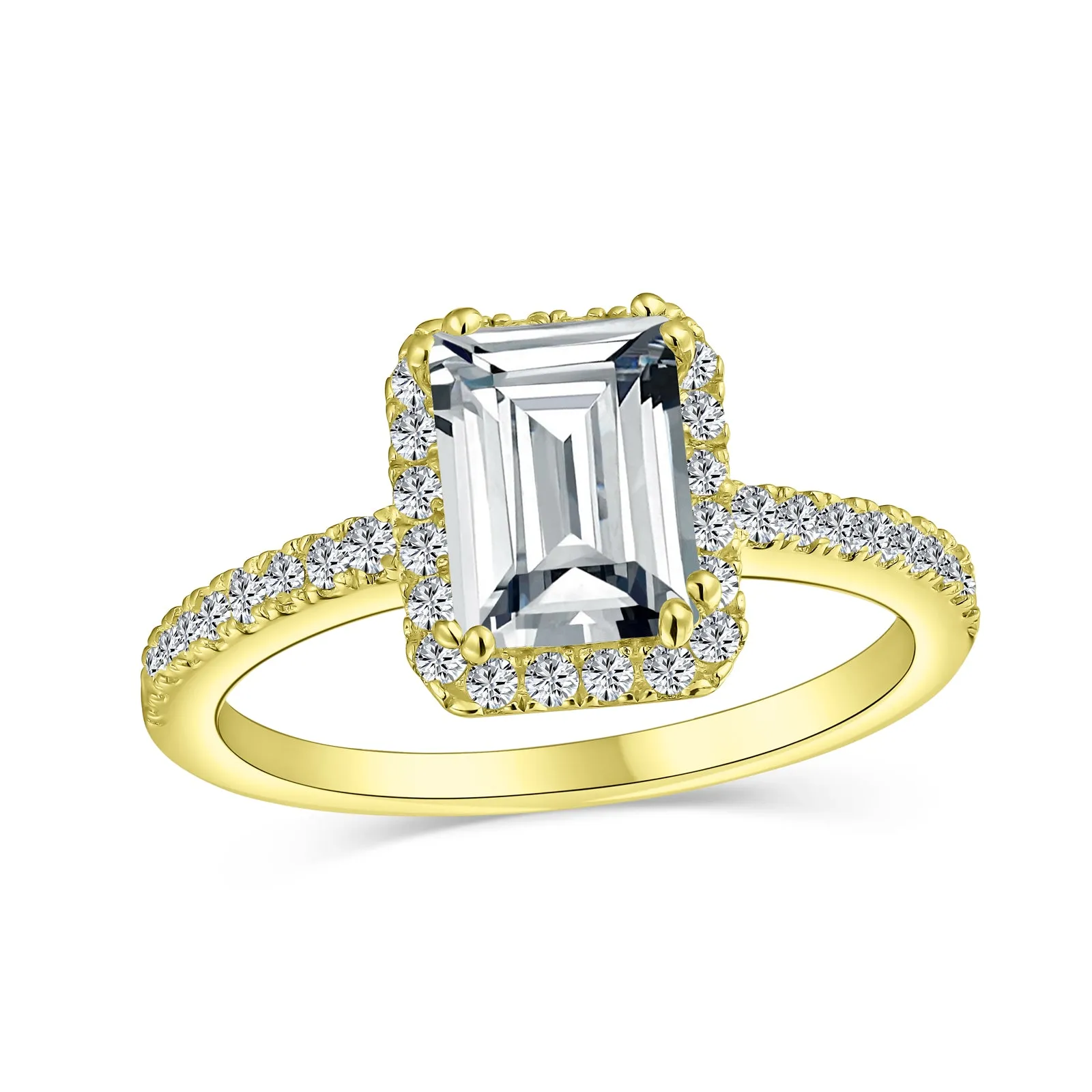 3CT CZ Blue Imitation Sapphire Emerald Cut Engagement Ring .925 Silver