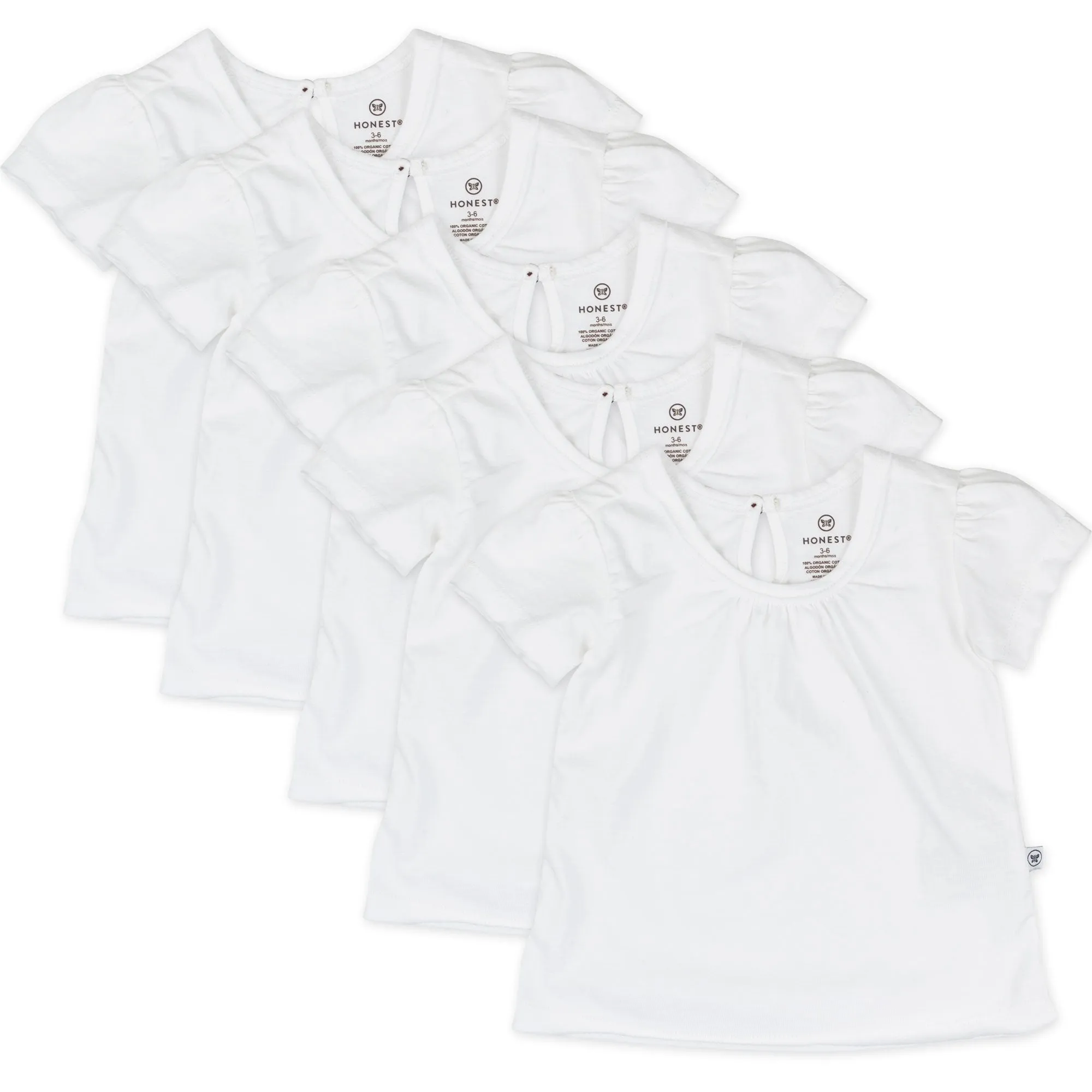 5-Pack Organic Cotton Girls' Short Sleeve T-Shirts