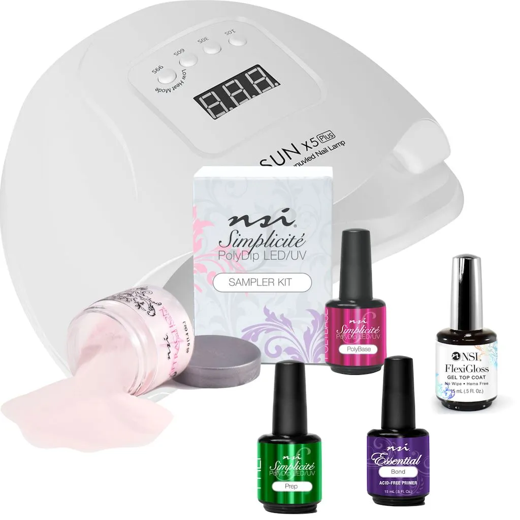 Acrylic Gel Dipping SAMPLER KIT Simplicité   Nail Lamp LED X5PLUS 80W