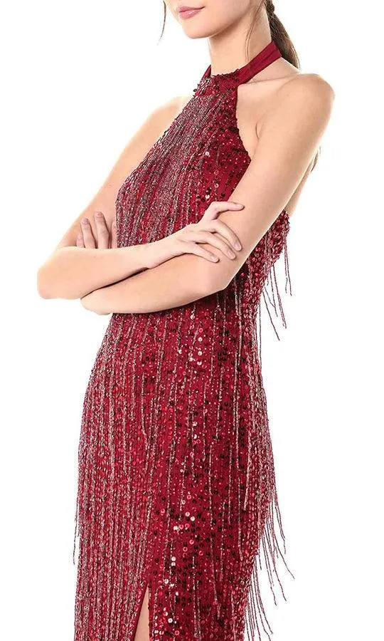 Adrianna Papell AP1E206152 Short Halter Sequins Gown