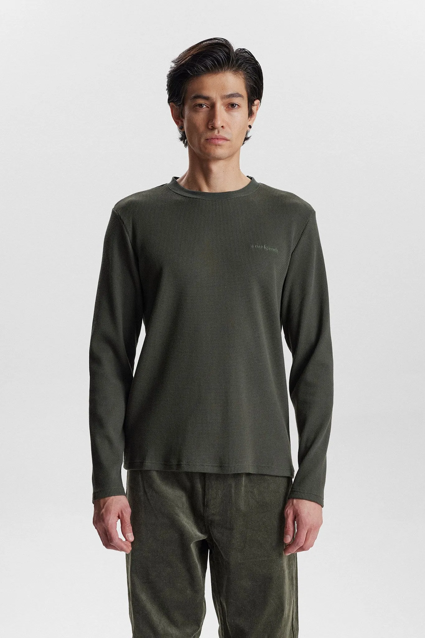 AKKIKKI L/S WAFFLE TEE - Forest night