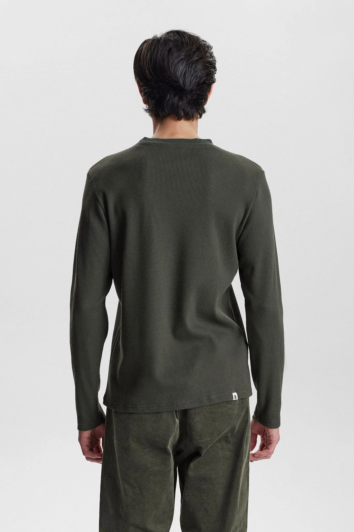 AKKIKKI L/S WAFFLE TEE - Forest night