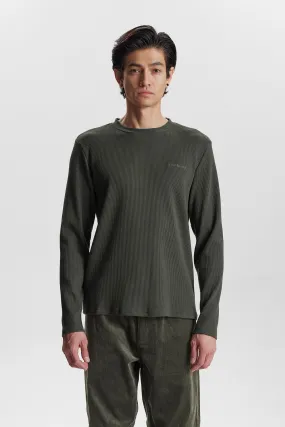 AKKIKKI L/S WAFFLE TEE - Forest night