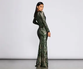 Alexandria Formal Stylish Sequin Scroll Dress