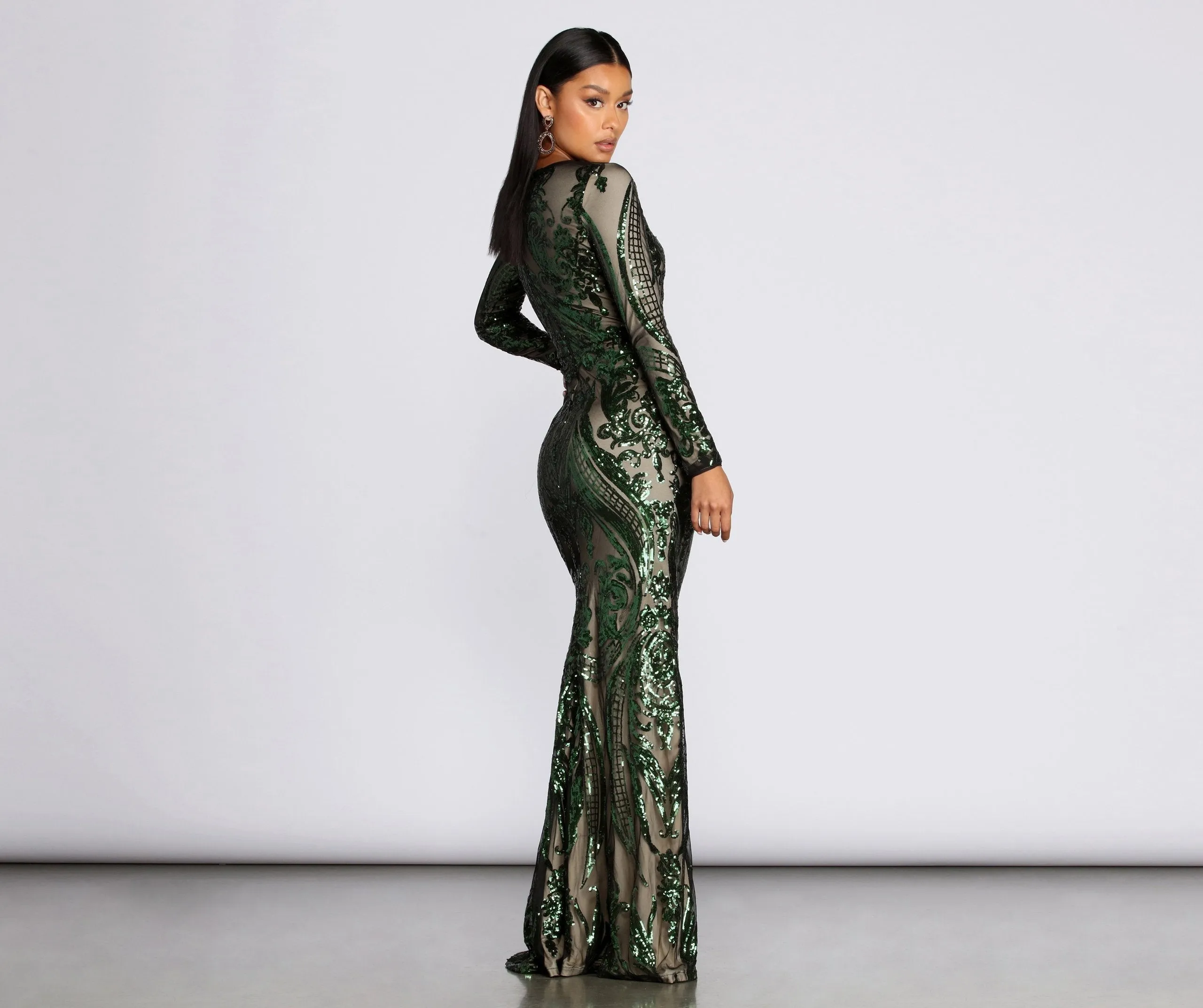 Alexandria Formal Stylish Sequin Scroll Dress