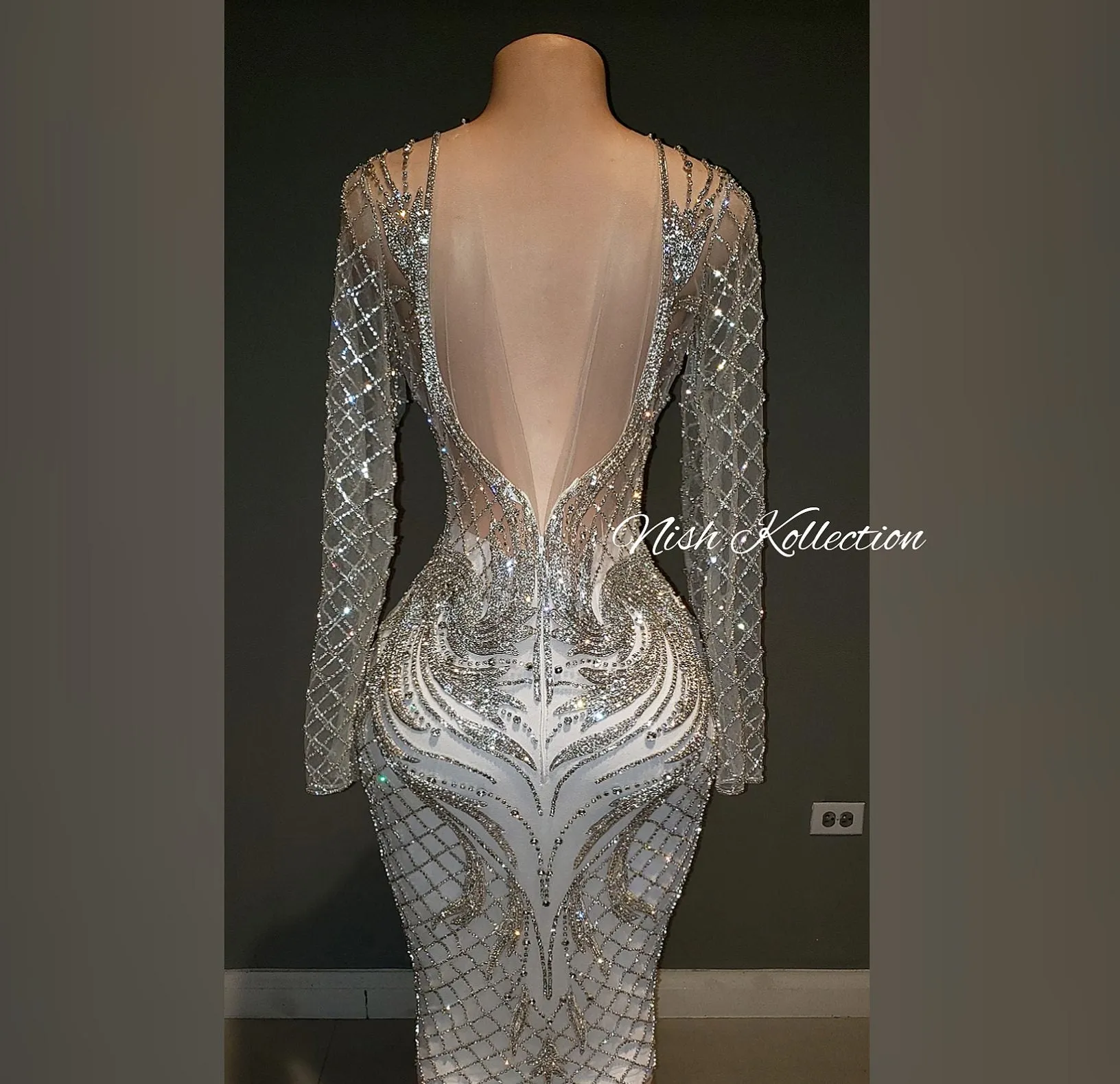 Aphrodite Phoenix Rhinestone Long Sleeve Cocktail dress