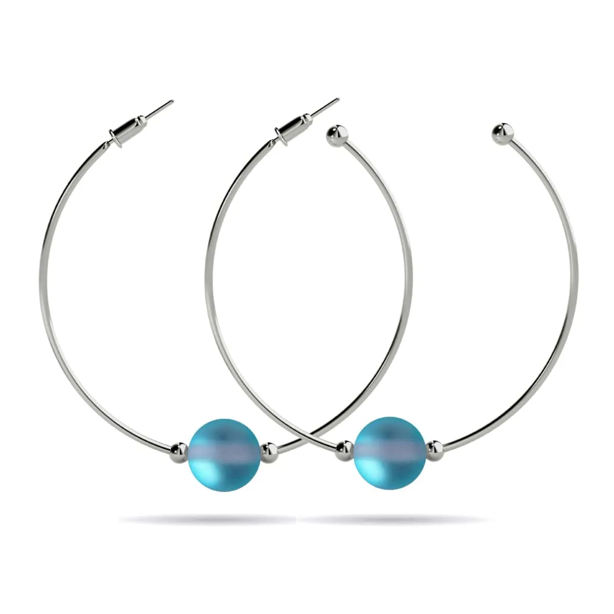 Aquamarine | Silver | Mermaid Glass Hoop Earrings