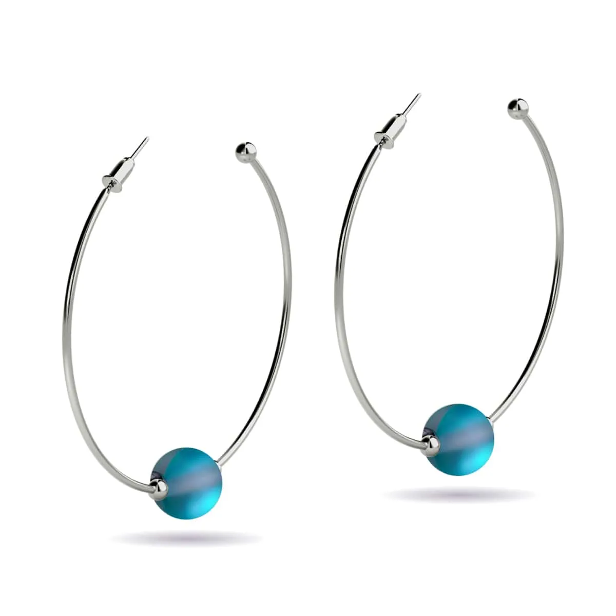 Aquamarine | Silver | Mermaid Glass Hoop Earrings