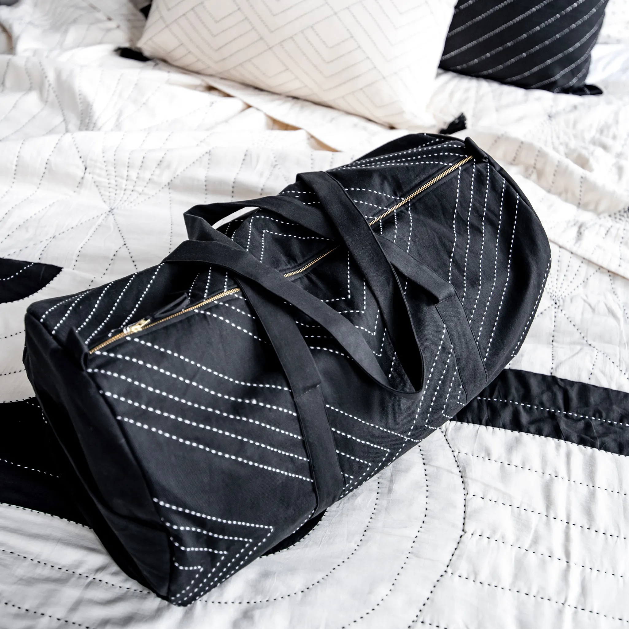 Arrow-Stitch Weekender Duffel Bag