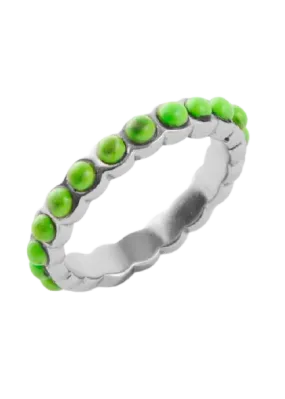 Barse Single Lime Turquoise Band Stack Ring Silver