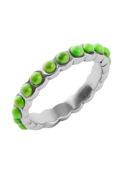 Barse Single Lime Turquoise Band Stack Ring Silver