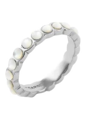 Barse Single Mother of Pearl Band Stack Ring Silver