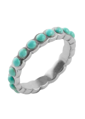Barse Single Turquoise Band Stack Ring Silver