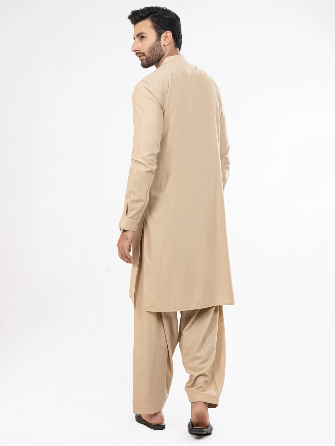 Beige Blended Kameez Shalwar - AL-KS-2955C