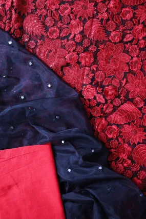 Black And Red Unstitched Suit (3 Piece)