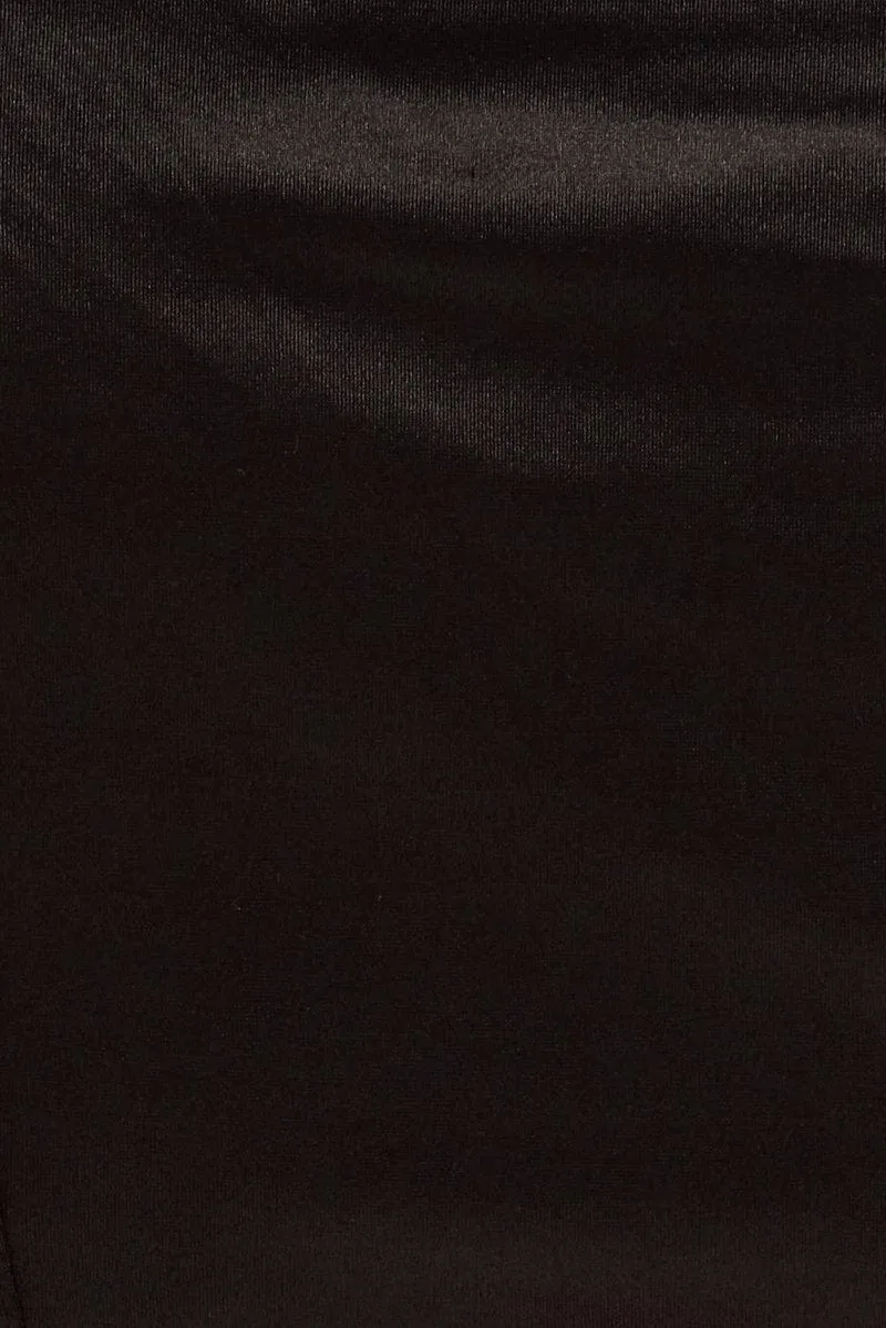Black Corset Top Sleeveless Satin Look Jersey