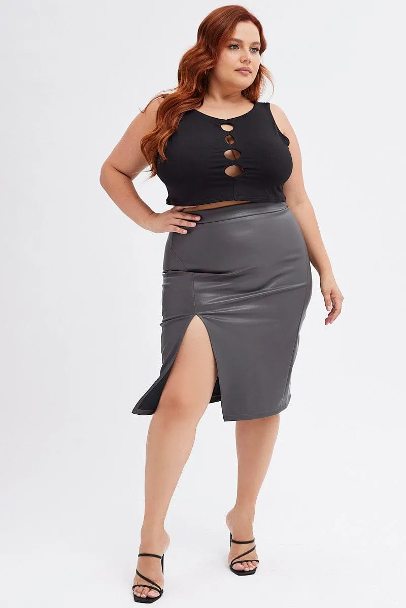 Black Crop Top Sleeveless Cutout Peephole Detail