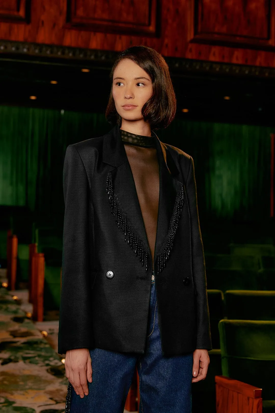 Black Fringe Blazer