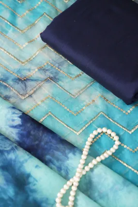 Blue and Sky Unstitched Suit (3 Piece)