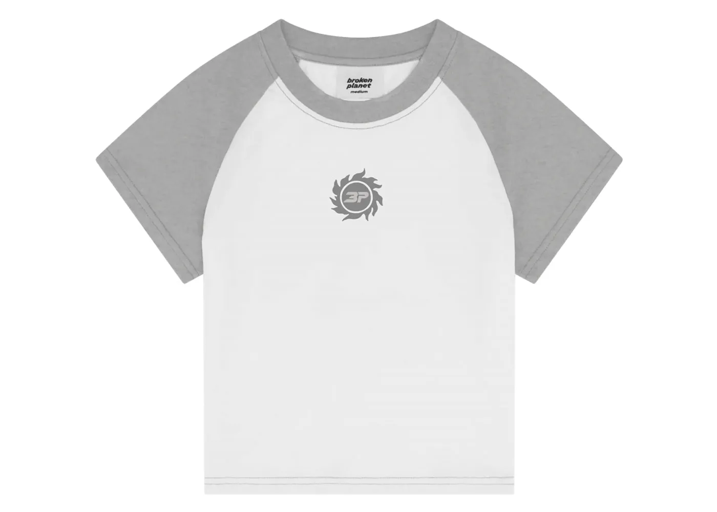 BROKEN PLANET SUN LOGO BABY TEE SNOW WHITE/HEATHER GREY