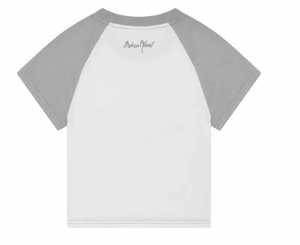 BROKEN PLANET SUN LOGO BABY TEE SNOW WHITE/HEATHER GREY