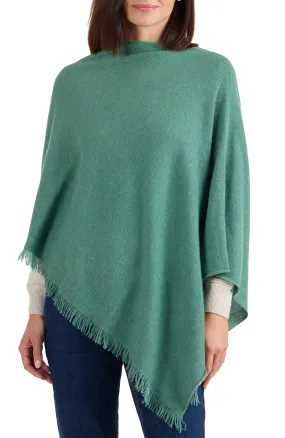 CASHMERE FRINGE JERSEY ASYMMETRICAL PONCHO
