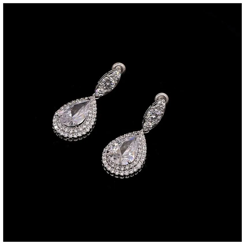 CC Wedding Cubic Zirconia Luxury Elegant Women's Necklace and Earrings Jewelry Set