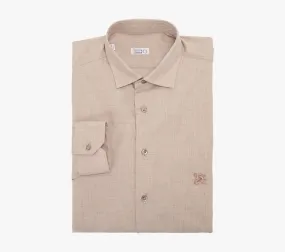Classic Long-Sleeve Shirt in Cotton and Cashmere with Micro-Griffon Embroidery