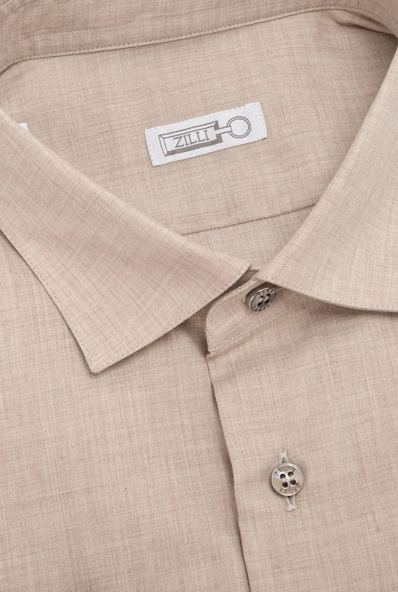 Classic Long-Sleeve Shirt in Cotton and Cashmere with Micro-Griffon Embroidery