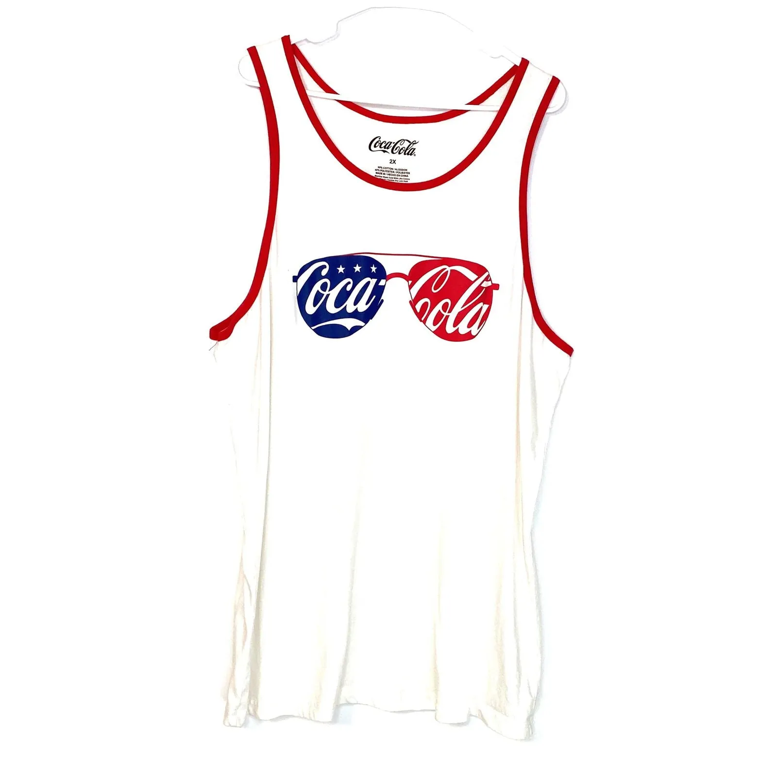 Coca-Cola Mens Size 2X Tank Top T-Shirt Patriotic Sunglasses