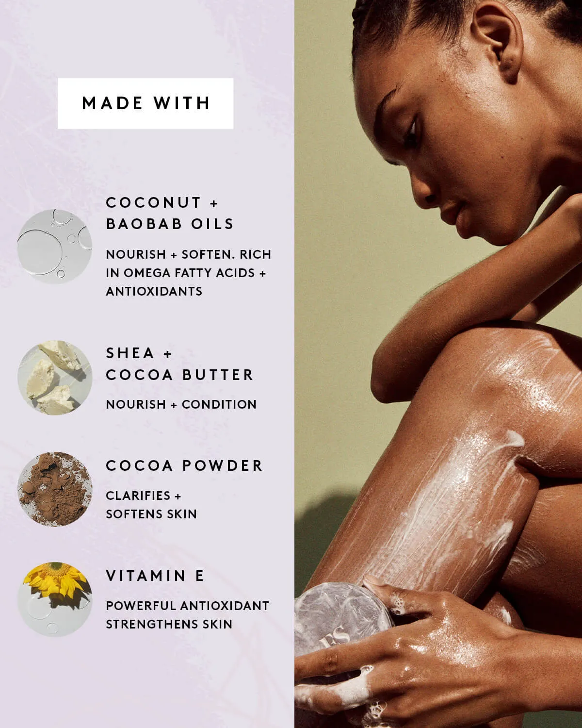Cocoa Cleans'r Soothing All-Over Cleansing Bar with Coconut Oil   Shea Butter
