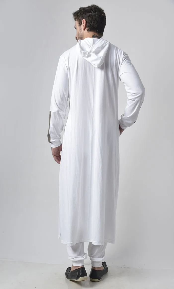 Color Stripe Casual Everyday Jersey Set for Men (White)