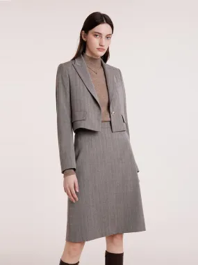 Crop Blazer And Half Skirt Two-Piece Suit