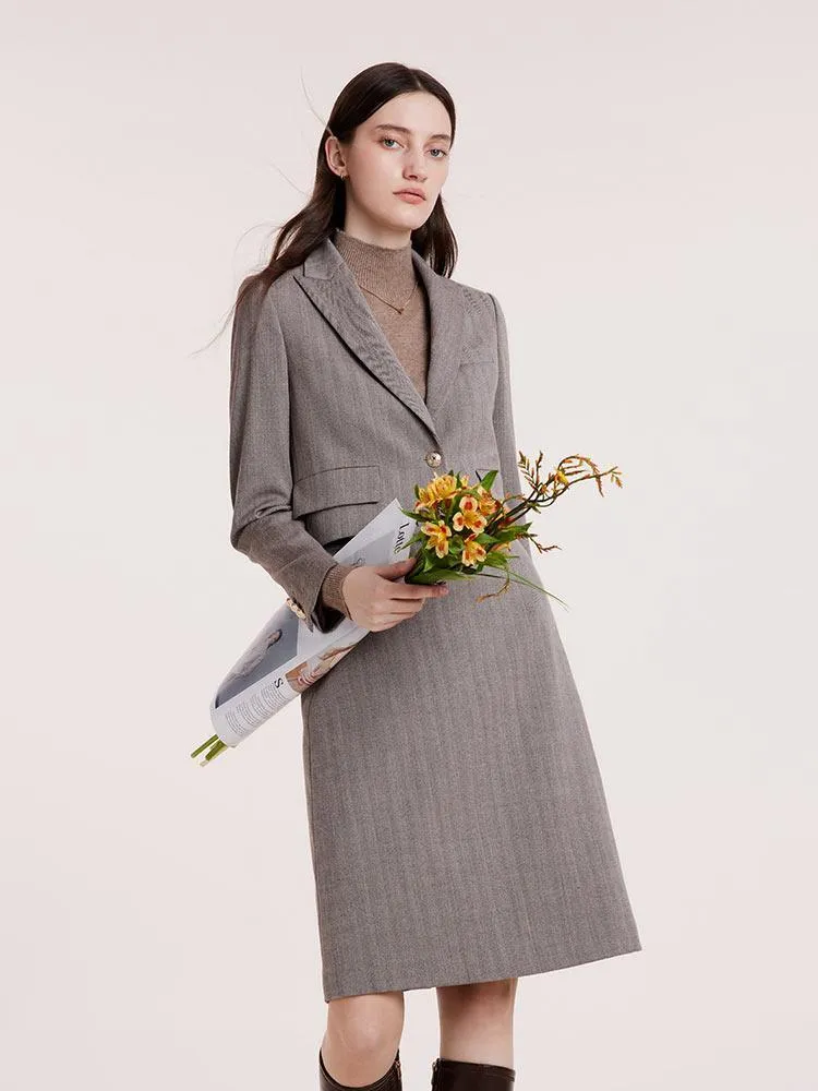 Crop Blazer And Half Skirt Two-Piece Suit