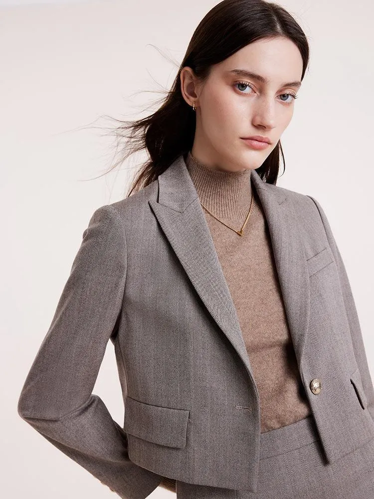 Crop Blazer And Half Skirt Two-Piece Suit