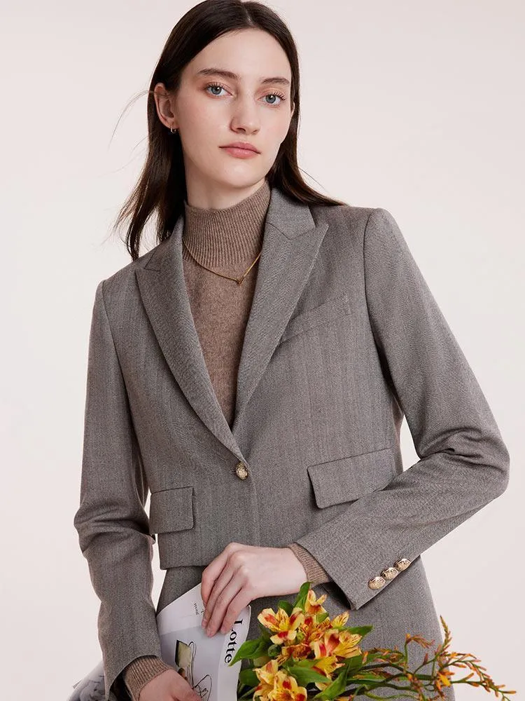 Crop Blazer And Half Skirt Two-Piece Suit