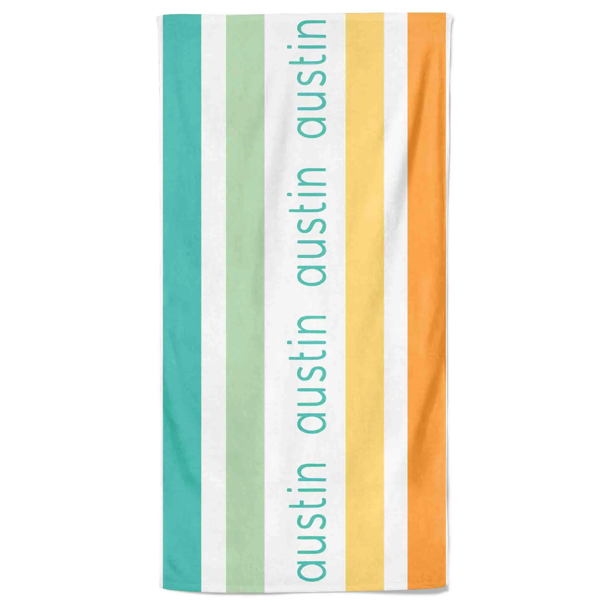 Earthy Stripes Personalized Kids Beach Towel