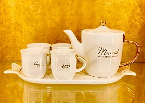 Elegant Mermaid Tea Pot Kettle - Set of 6