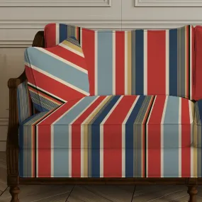 English Style Stripes Sofa and Chairs upholstery Fabric Red and Blue