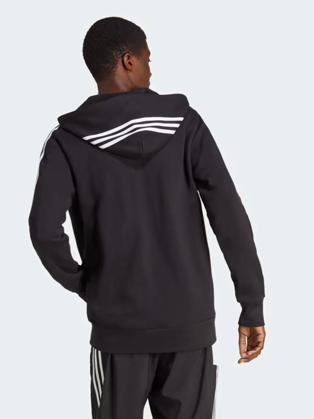Felpa Adidas con cappuccio 3 Strisce in cotone garzato nero bianco