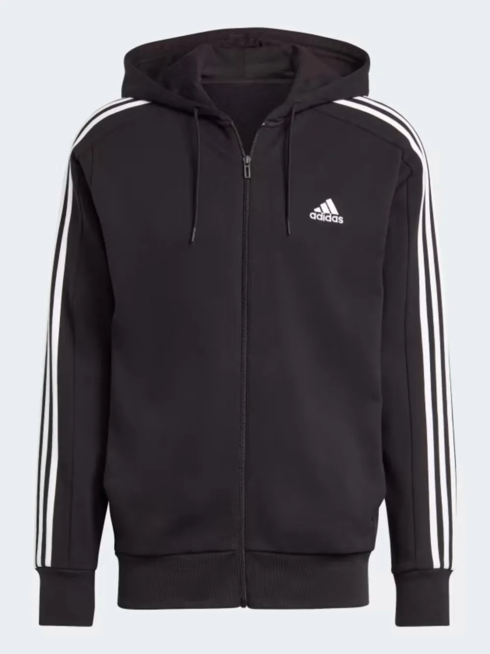 Felpa Adidas con cappuccio 3 Strisce in cotone garzato nero bianco