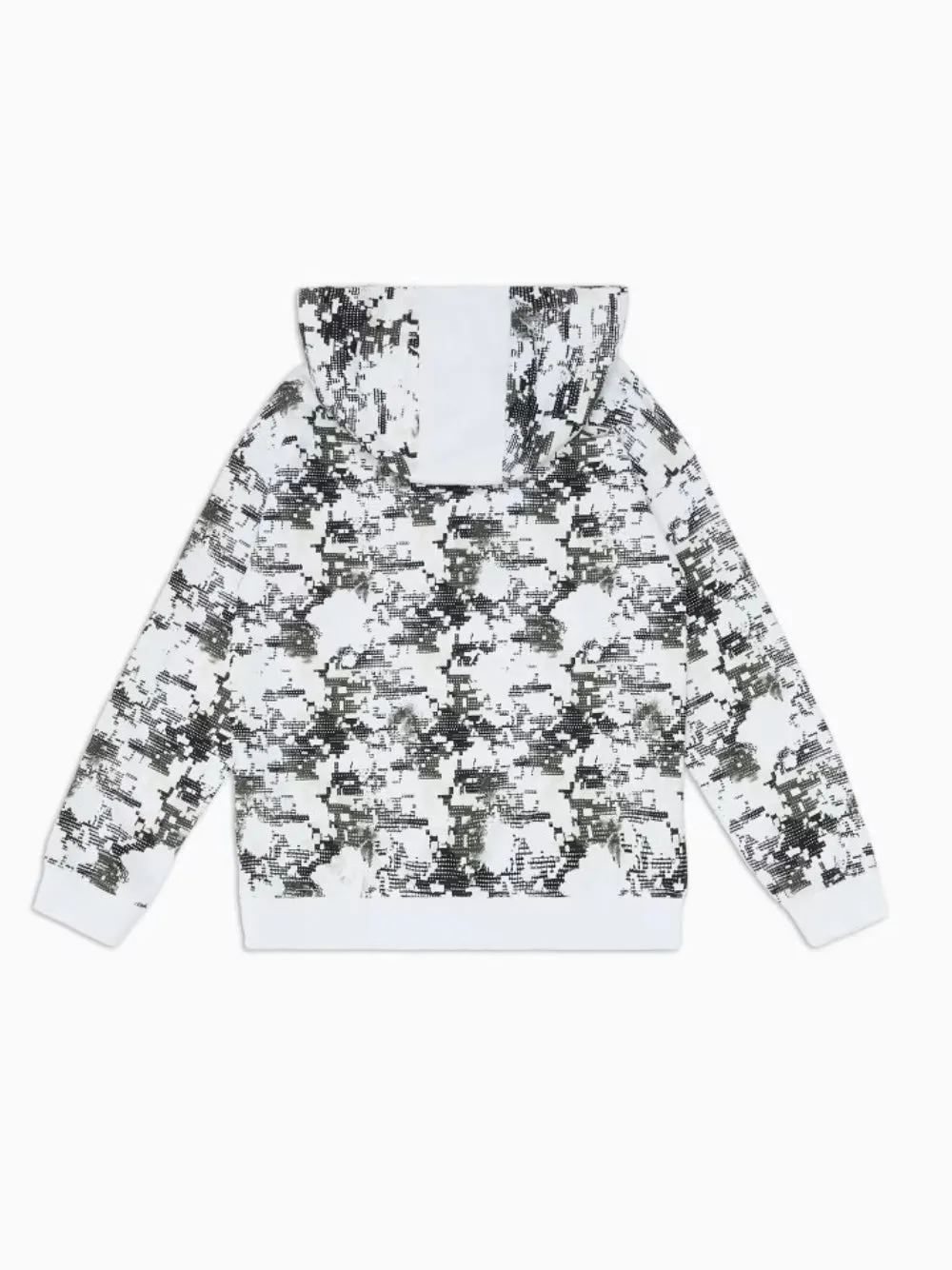 Felpa EA7 Jr con 1/2 Zip e cappuccio Visibility bianca 6DBM59-2107