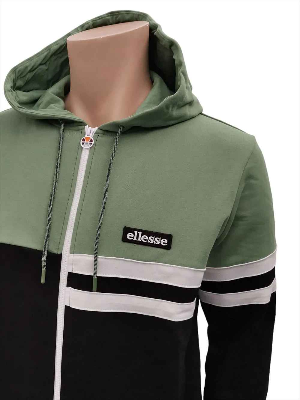 Felpa Ellesse da uomo nera e verde full zip con cappuccio Art:EHM266