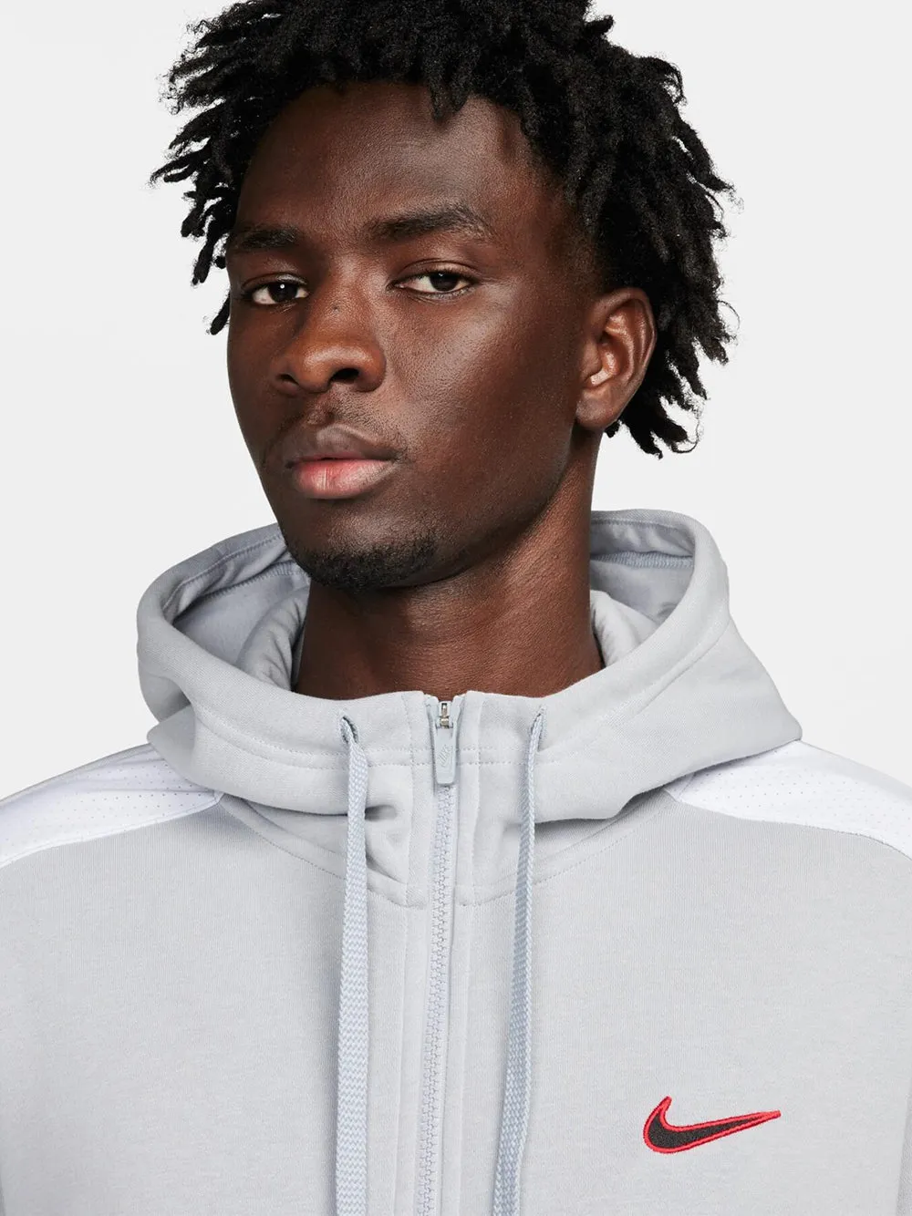 Felpa Nike da Uomo con Full Zip e Cappuccio in Cotone Grigio